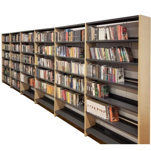 Regał biblioteczny jednostronny (półki metalowe) 200x90x28