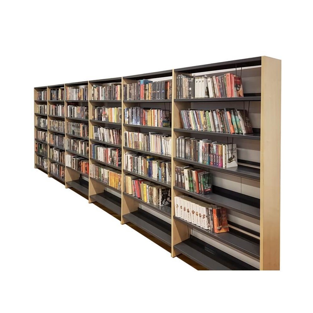Regał biblioteczny jednostronny (półki metalowe) 200x90x28