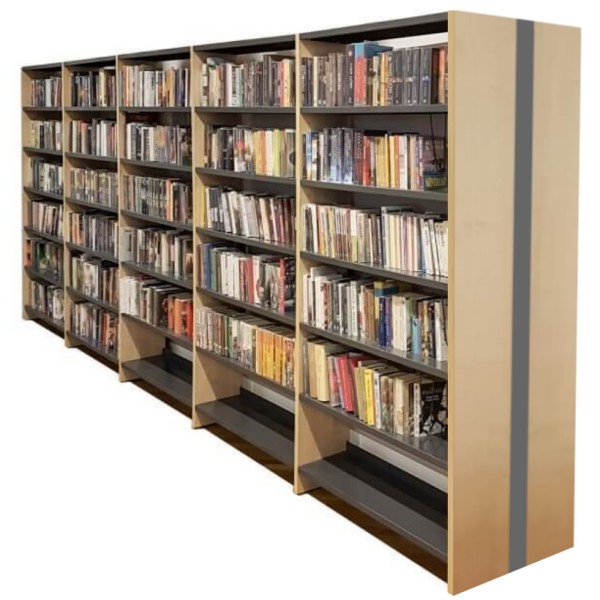 Regał biblioteczny dwustronny (półki metalowe) 200x90x50